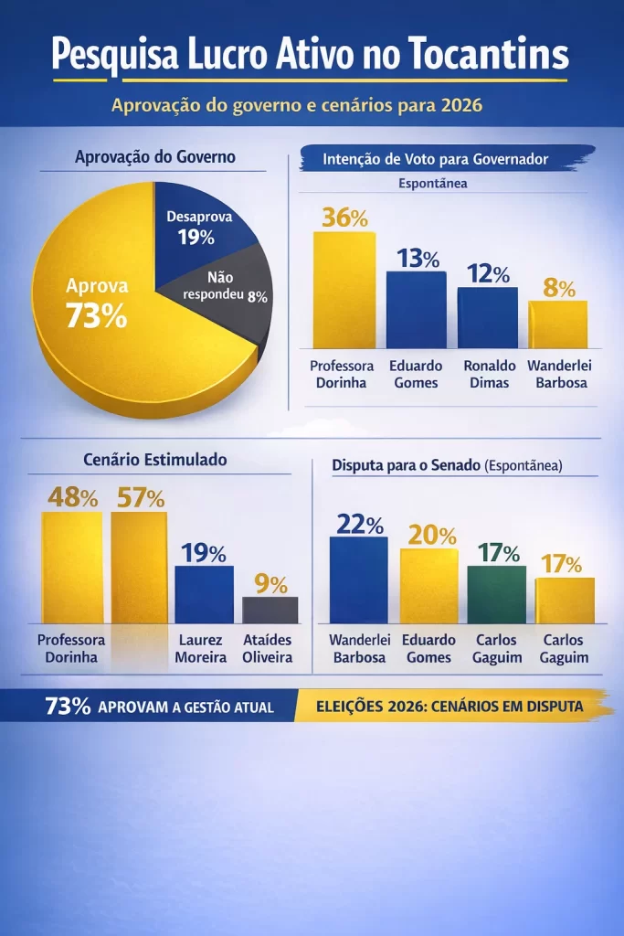 Pesquisa Lucro Ativo aponta 73% de aprovação do governo do Tocantins e antecipa cenário de 2026 1 ChatGPT Image 2 de fev. de 2026 08 27 39