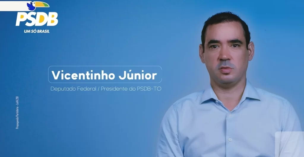 Em estreia nas inserções partidárias pelo PSDB, Vicentinho Júnior prega união na “construção de novo caminho para o Tocantins”