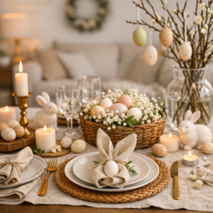 Páscoa com charme: mesa posta e decoração da casa ganham protagonismo e transformam almoço em experiência