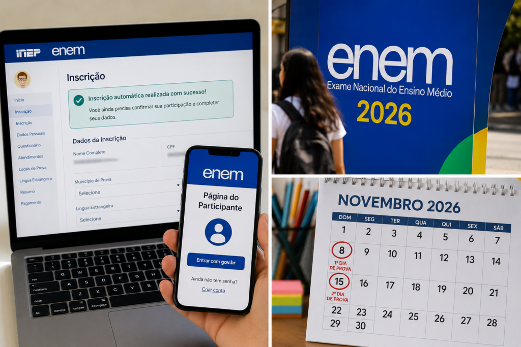 Enem 2026 abre inscrições com cadastro automático para alunos da rede pública; confirmação segue obrigatória