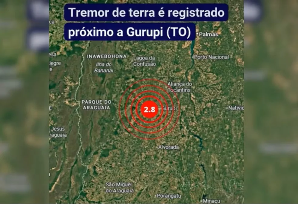 Tremor de terra perto de Gurupi acende alerta no sul do Tocantins; especialistas explicam o fenômeno