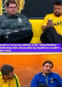 Alerta falso da Defesa Civil é disparado em estados, causa susto com “misantropia” e assusta CazéTV ao vivo; assista