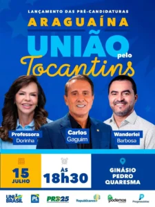 Pré-candidato ao Senado, Gaguim reforça convite para evento da União pelo Tocantins e mobiliza lideranças para grande encontro em Araguaína