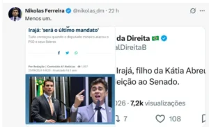 “Menos um”: Nikolas Ferreira ironiza desistência de Irajá ao Senado e relembra embate entre os dois