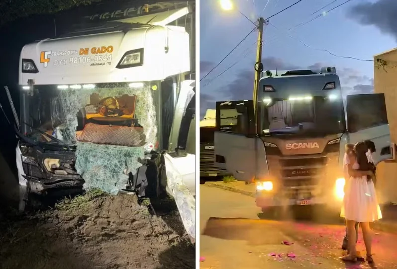 Da sobrevivência à chegada de Ayla: caminhoneiro usa carreta em chá revelação emocionante em Gurupi; VÍDEO
