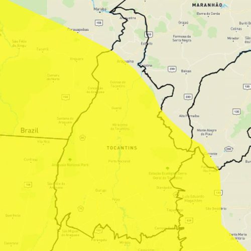 Alerta amarelo para chuvas intensas em partes do Tocantins, é divulgado