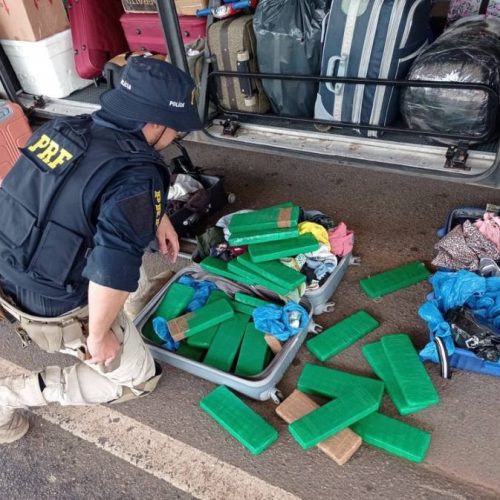 Passageira e funcionário de empresa de ônibus são presos por tráfico após PRF encontrar 19 kg de droga em bagagem