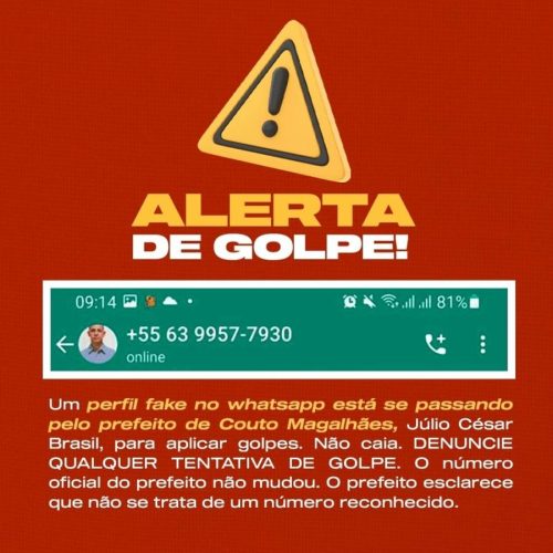 Criminoso usa imagem do prefeito Júlio César para aplicar golpes no WhatsApp