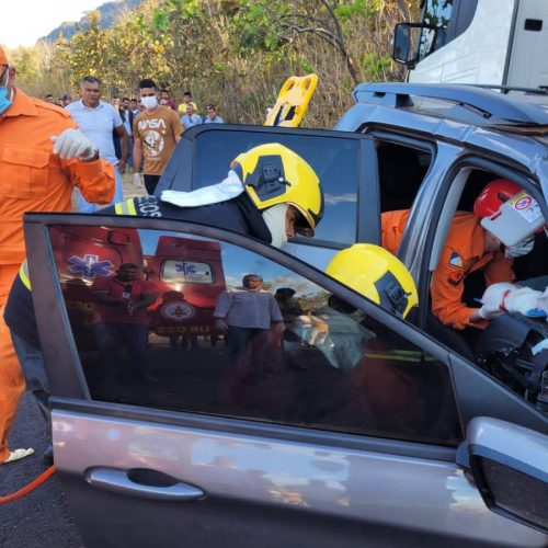 Carro de passeio bate de frente com caminhão e motorista morre no local; vítimas retornavam das férias