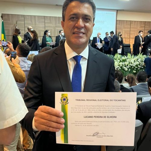 Luciano Oliveira é diplomado pelo TRE e destaca representatividade: "Um mandato em favor dos tocantinenses!"