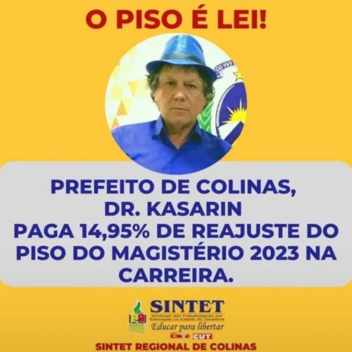 Prefeitura de Colinas oficializa reajuste de 14,95% na carreira do magistério