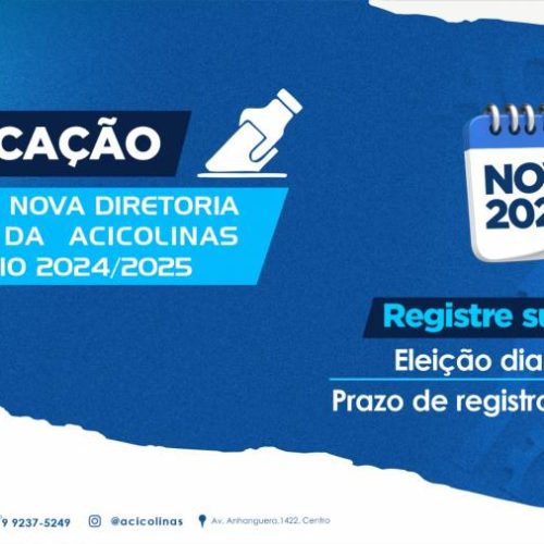 Eleição para composição da Acicolinas acontece em novembro; veja o edital