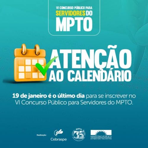 Ãltima semana para se inscrever no VI concurso de servidores do MPTO