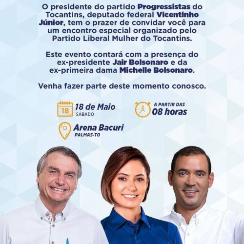 Bolsonaro participará de evento do Progressistas em Palmas no mÃªs de maio