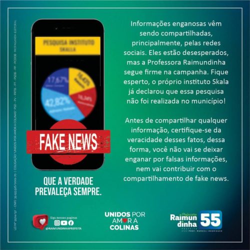 ÃÂ FAKE! Pesquisa eleitoral em Colinas envolvendo instituto Skala ÃÂ© falsa