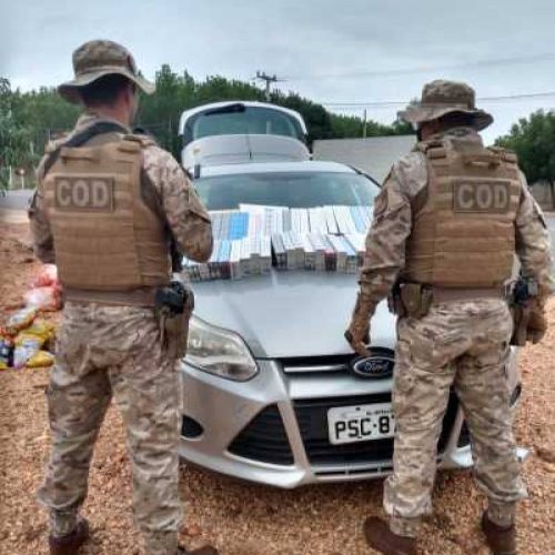 PolÃÂ­cia Militar apreende carga de cigarros sem nota fiscal em SÃÂ£o Miguel