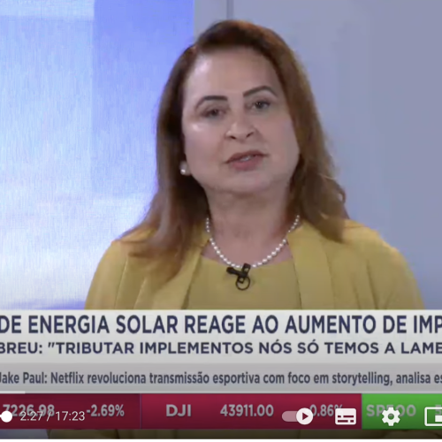 Kátia Abreu durante sua estreia na CNBC Brasil, onde destacou desafios na transição energética e a força do agronegócio nacional.