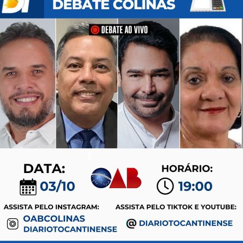 Candidatos a prefeito de Colinas participam de debate na OAB, discutindo temas como saúde e infraestrutura, com transmissão ao vivo.